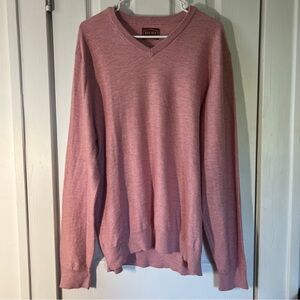 Red Ale Men's Textured Shallow V-Neck Pink Slim Fit Cotton Sweater - Size M